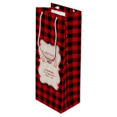 Lumberjack kerstparty Red Buffalo Wood Wijn Cadeautas (Voorkant Gekanteld)