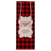 Lumberjack kerstparty Red Buffalo Wood Wijn Cadeautas (Voorkant)
