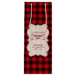 Lumberjack kerstparty Red Buffalo Wood Wijn Cadeautas