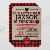 Lumberjack kinderen jarig, vleid rustig klein man kaart (Voorkant / Achterkant)