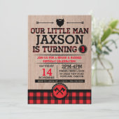 Lumberjack kinderen jarig, vleid rustig klein man kaart (Staand voorkant)