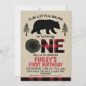 Lumberjack klein Beer 1e Verjaardag Uitnodiging (Voorkant)