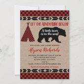 Lumberjack kleine beer rustieke jongen baby shower kaart (Voorkant)