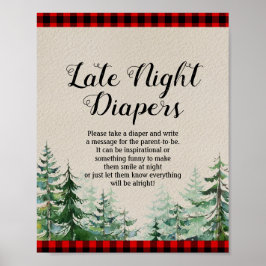 Lumberjack Late Night Diapers Sign Poster