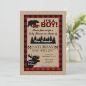Lumberjack Little Hunter Baby shower Invitation Kaart (Staand voorkant)