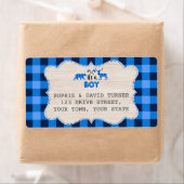 Lumberjack Little Hunter Blue Play Baby shower Etiket (Insitu)