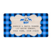 Lumberjack Little Hunter Blue Play Baby shower Etiket (Voorkant)