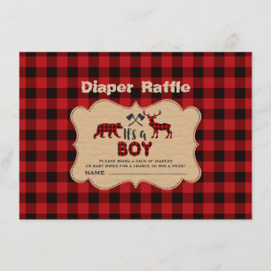 Lumberjack Little Hunter Boy Diaper Raffle Ticket Informatiekaartje
