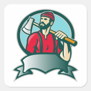 Lumberjack Logger Forester Woodcutter Vierkante Sticker