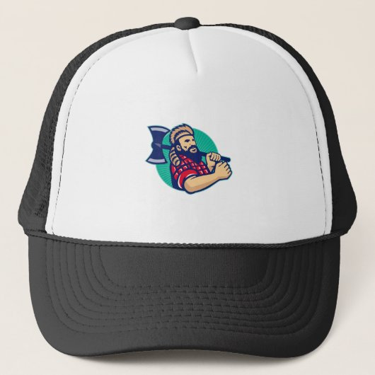 Lumberjack Logger met AX Retro Trucker Pet (Voorkant)