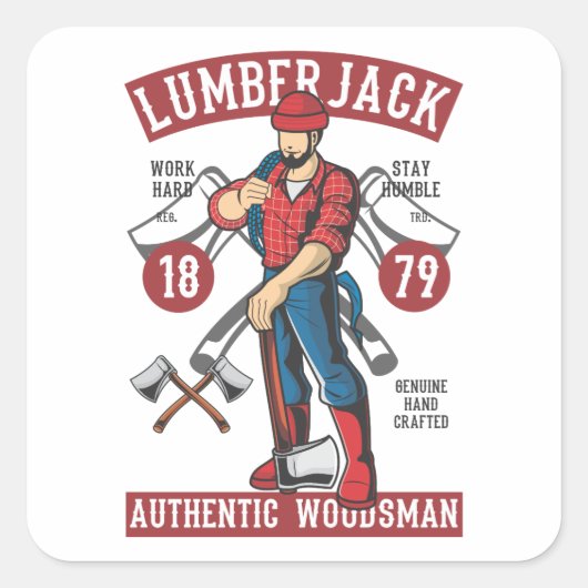  Lumberjack Logo Vierkante Sticker (Voorkant)
