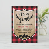 Lumberjack Meisje Baby shower Kaart (Staand voorkant)