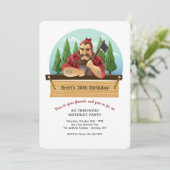 Lumberjack met Ax Invitation Kaart (Staand voorkant)