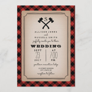 Lumberjack Monogram Ax Buffalo Play Wedding Kaart