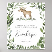 Lumberjack Moose Baby shower Address Envelope Sign Poster (Voorkant)