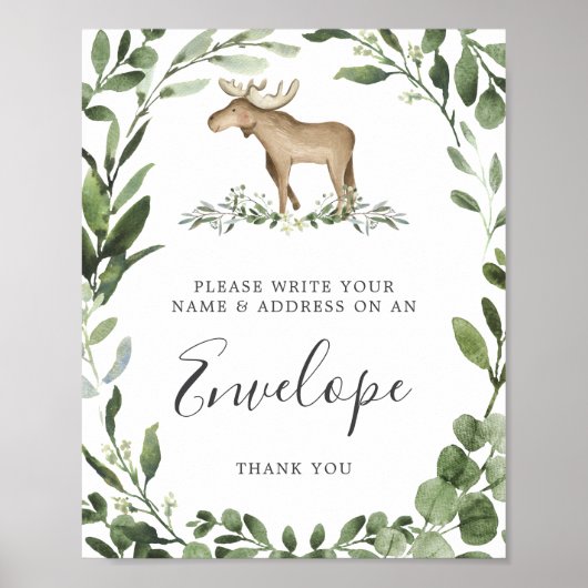 Lumberjack Moose Baby shower Address Envelope Sign Poster (Voorkant)