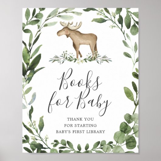 Lumberjack Moose Baby shower Books for Baby Sign Poster (Voorkant)
