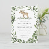 Lumberjack Moose Baby shower Invitation Kaart (Staand voorkant)