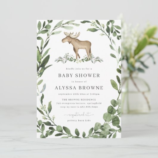 Lumberjack Moose Baby shower Invitation Kaart (Staand voorkant)