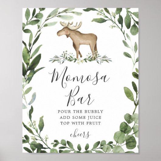 Lumberjack Moose Baby shower Mimosa Bar Sign Poster (Voorkant)