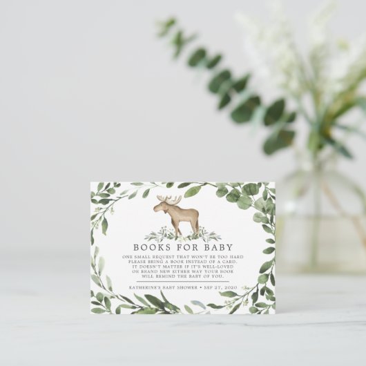 Lumberjack Moose Books for Baby Baby shower Card Informatiekaartje (Staand voorkant)