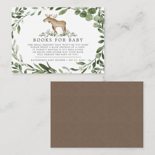 Lumberjack Moose Books for Baby Baby shower Card Informatiekaartje (Voorkant / Achterkant)