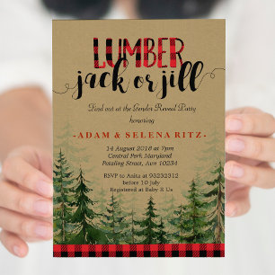 Lumberjack of Jill Gender Reveal Party Invitation Kaart
