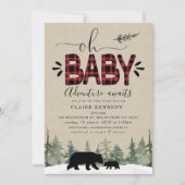 Lumberjack Oh Baby Flannel Baby shower Uitnodiging (Voorkant)