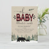 Lumberjack Oh Baby Flannel Baby shower Uitnodiging (Staand voorkant)