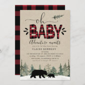 Lumberjack Oh Baby Flannel Baby shower Uitnodiging (Voorkant / Achterkant)