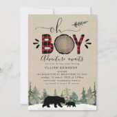Lumberjack Oh Boy Flannel Baby shower Uitnodiging (Voorkant)