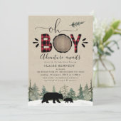 Lumberjack Oh Boy Flannel Baby shower Uitnodiging (Staand voorkant)