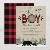 Lumberjack Oh Boy Flannel Baby shower Uitnodiging (Voorkant / Achterkant)
