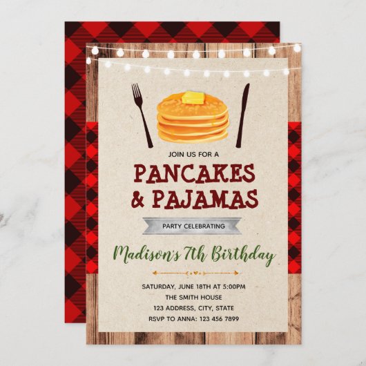 Lumberjack pantcuitenthemauitnodiging kaart (Voorkant / Achterkant)