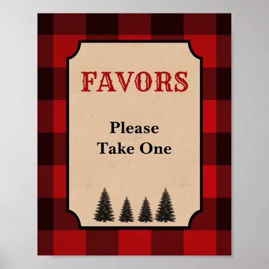 Lumberjack Party Favor Sign Red Pset Poster (Voorkant)