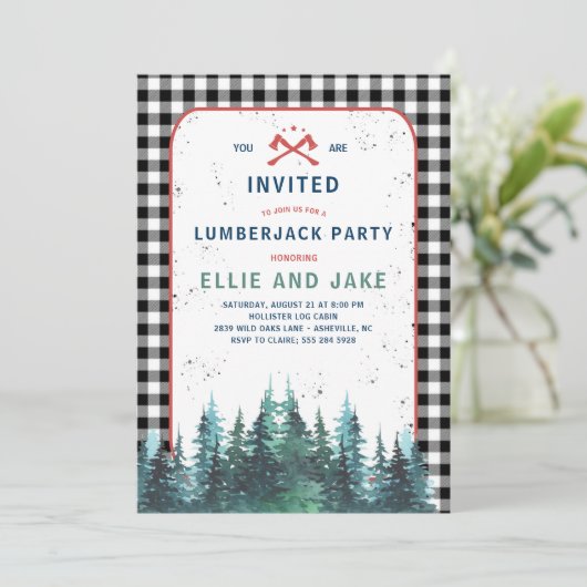 Lumberjack Party Invitation Kaart (Staand voorkant)