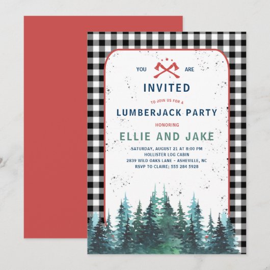 Lumberjack Party Invitation Kaart (Voorkant / Achterkant)