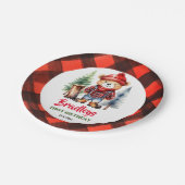 Lumberjack party servies leuke teddybeer papieren bordje (Gekanteld)