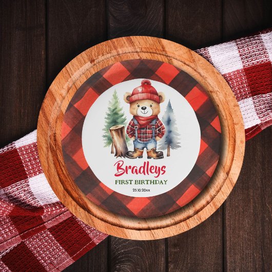 Lumberjack party servies leuke teddybeer papieren bordje