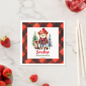Lumberjack party servies leuke teddybeer servet (Insitu)