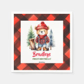 Lumberjack party servies leuke teddybeer servet (Voorkant)