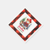 Lumberjack party servies leuke teddybeer servet (Hoek)