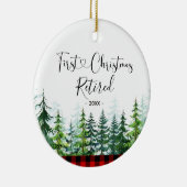 Lumberjack Pine Tree, eerste kerstmis Keramisch Ornament (Rechts)
