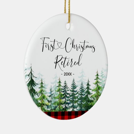 Lumberjack Pine Tree, eerste kerstmis Keramisch Ornament (Rechts)