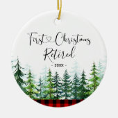 Lumberjack Pine Tree, eerste kerstmis Keramisch Ornament (Voorkant)