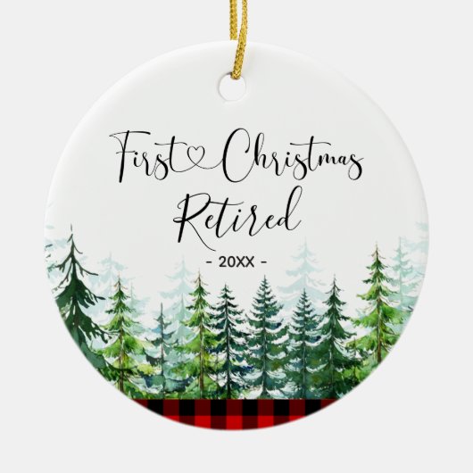 Lumberjack Pine Tree, eerste kerstmis Keramisch Ornament (Voorkant)