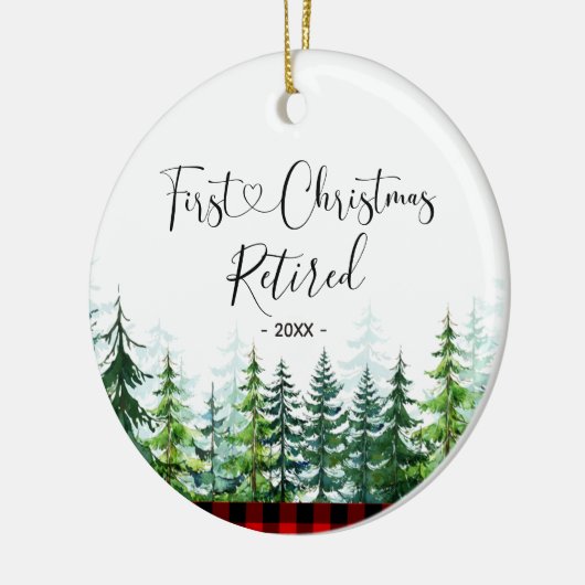 Lumberjack Pine Tree, eerste kerstmis Keramisch Ornament (Links)