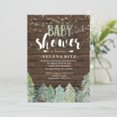 Lumberjack Pine Trees Boy Baby shower Invitation Kaart (Staand voorkant)