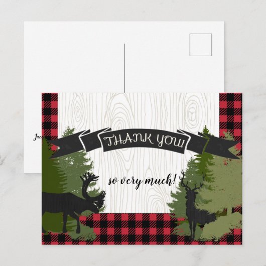 Lumberjack Plaid Baby Boy Briefkaart Bedankt Notit (Voorkant / Achterkant)