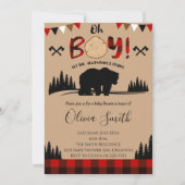 Lumberjack Plaid Baby shower Boy Invite Kaart (Voorkant)